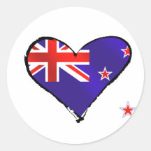 New Zealand love heart flag gifts Round Stickers