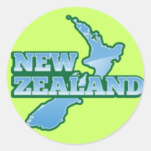 NEW ZEALAND with a map Round Stickers