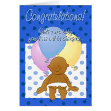 Newborn baby boy congratulations cartoon card