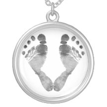 Newborn Baby Footprints Keepsake Charm Necklace