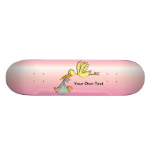 Newborn Baby Girl - A Flying Stork Delivery Skateboard Deck