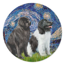 Newfie Pair (B1+L) - Starry Night Round Stickers