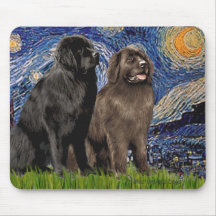 Newfie Pair - Starry Night Mouse Pad