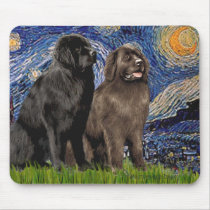 Newfie Pair - Starry Night Mouse Pad