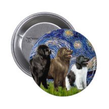 Newfie Trio - Starry Night Buttons