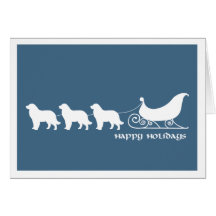 Newfies Pulling Santa's Sleigh Greeting Cards