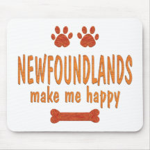 Newfoundlands Make Me Happy Mouse Pads