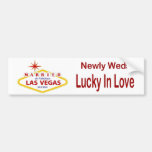 Newly Weds Married in Las Vegas "Lucky In Love" Bu Bumper Sticker