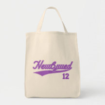 Newlywed 12 (Baseball Script Purple) Canvas Bags