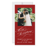 Newlywed Merry Christmas Photo Cards Green Damask photo cards