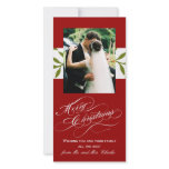 Newlywed Merry Christmas Photo Cards Green Red photo cards
