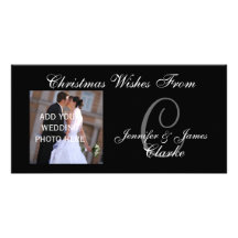 Newlyweds First Christmas Monogram Photo Card