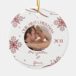 Newlyweds First Christmas Snowflake Photo Ornament