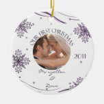 Newlyweds First Christmas Snowflake Photo Ornament