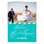 NEWLYWEDS HOLIDAY PHOTO GREETING CARD | AQUA