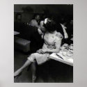 newlyweds kissing at a resturaunt posters