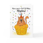 newphew birthday card with ginger cupcake cat