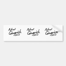 NEWT GINGRICH AUTOGRAPH 2012 BUMPER STICKERS