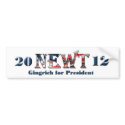 Newt Gingrich for President 2012 Bumpersticker