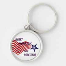 Newt Gingrich For President Shooting Star Keychain