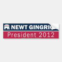 Newt Gingrich President 2012 Republican Elephant Bumper Sticker
