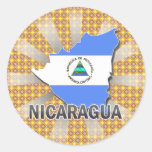 Nicaragua Flag Map 2.0 Round Stickers
