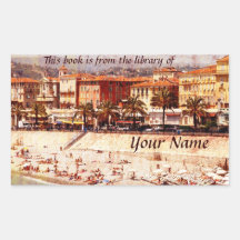 Nice city beach library sticker plate