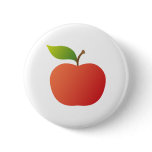 Nice red apple apple with green leaf button