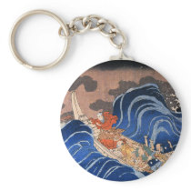 Nichiren calms a storm in Kakuda, Kuniyoshi Keychain