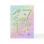 Niece 17th Birthday Butterflies and Flowers Card
