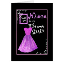NIECE Flower Girl Pretty Magenta Dress Greeting Cards