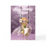 Niece Happy Birthday cute fairy on flower swing, m cards
