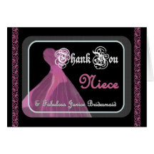 NIECE Junior Bridesmaid THANK YOU - Purple Gown Cards