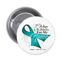 Niece - Teal Ribbon Awareness Pinback Button