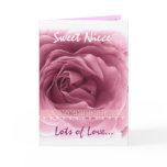NIECE Valentine's Day - Pink Rose & Lace Trim cards