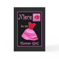 Niece Will You Be My Flower Girl? Pink Dress Card