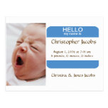 Nifty Nametag Birth Announcement For Boys Postcards