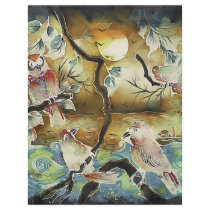 Night Birds Silk Art Painting Flyer