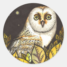 Night is full of wonders - barn owl round sticker