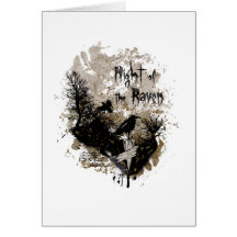 night of the raven affected design greeting card