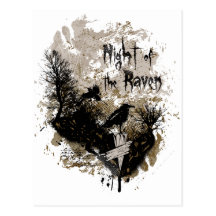 night of the raven affected design post cards