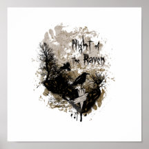 night of the raven affected design print