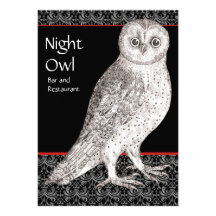 Night Owl Advertising Card or Party Invitation