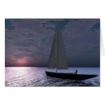Night Sailing Greeting Cards