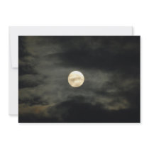 Night Sky - Full Moon and Dark Clouds Custom Invitations