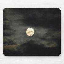 Night Sky - Full Moon and Dark Clouds Mousepad