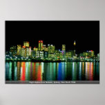 Night skyline from Balmain, Sydney, New South Wale posters