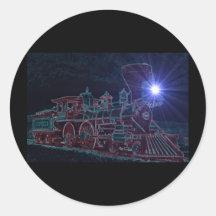 Night Steam Round Stickers