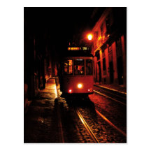 Night Tram in Lisbon Post Card