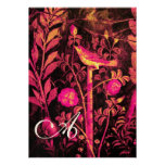 NIGHTINGALE WITH ROSES MONOGRAM,Pink Black Yellow Invites